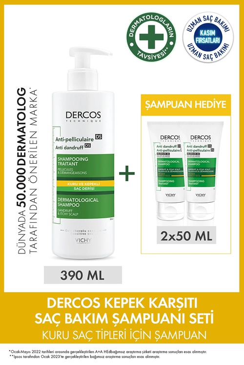 Dercos goňaga garşy saç ideg şampunynyň toplumy (GURY SAÇLAR ÜÇIN) - 20535003