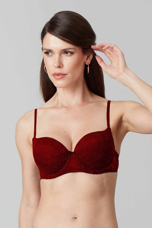 Aýallar üçin bordo 6220 Paris simly dolderilmedik keseli büstgalter (C CUP SEÇENEGİ İLE) - 8070707