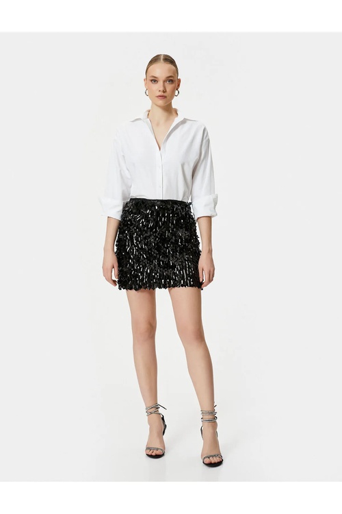 Ýalpyldaýan Mini Ýubka Işlikli Standart Bil Slim Fit - 24722976