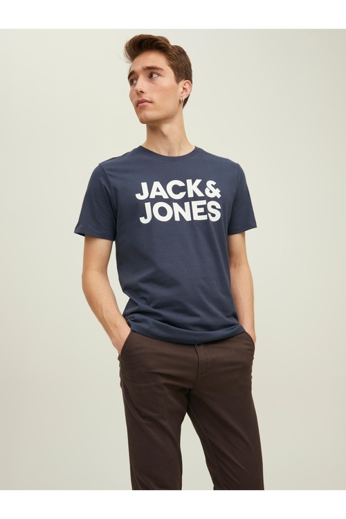 Jack Jones Corp Logo Tee Ss O-neck Noos erkek gök t-shirt 12151955-07 - 11792690