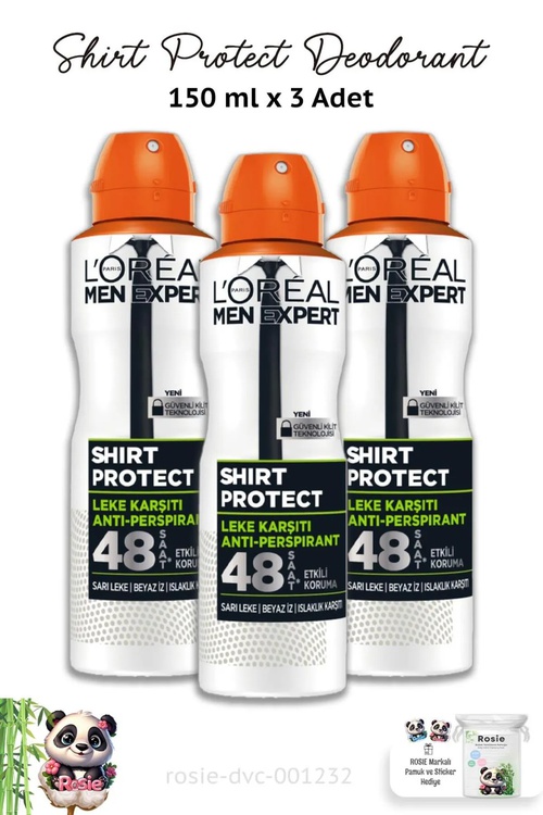 3 Sany Loreal Paris Men Expert Shirt Protect Deodorant 150 Ml We Rosie - 25056037