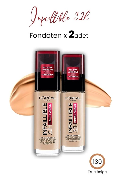 Loreal Paris Infaillible 32h Fresh Wear Fondöten 130 True Beige X 2 Sany - 19365739