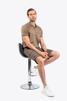 Erkekler üçin goňur-sary reňkli polo futbolka Regular Fit - 18180609 | Ref: 160416