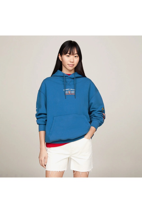 Tommy Jeans Tju Archive Games uniseks gök hoodie - 24106820