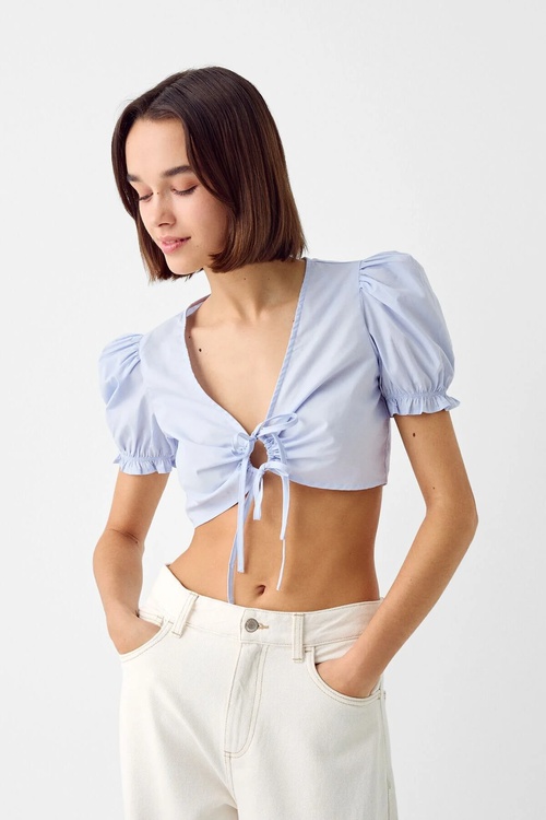 Ýeňsiz Bagjykly Poplin Köýnek - 24113005