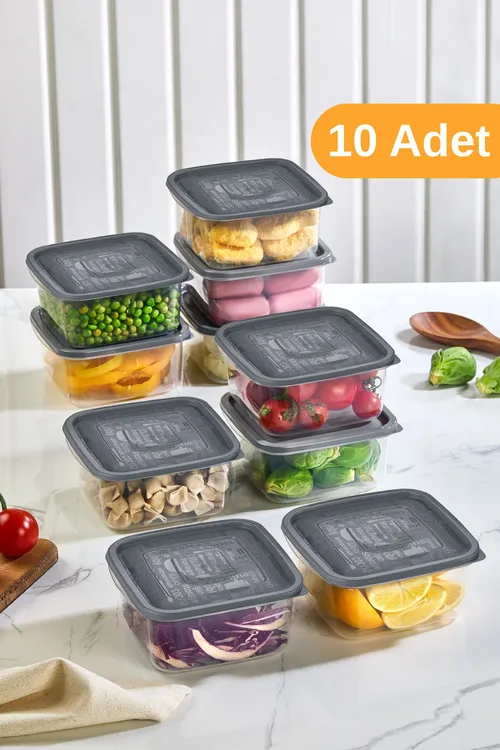 10 sany - 936ml uly gapakly azyk saklamak üçin gap | Holodilnik tertipleýji ertirlik gaplary - 12x12x6,5 sm - 33896363