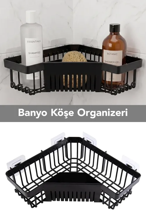 Ýelmenýän hammam organaýzeri - şampun we sabyn goýulýan duş tekjesi, hammam burçlygy, gara reňkli - 34269979