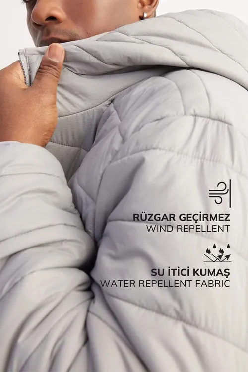 Suw serpiji regular fit kapüşonly fermuarly möwsümleýin çişme mont D6183AX25SP - 36444580