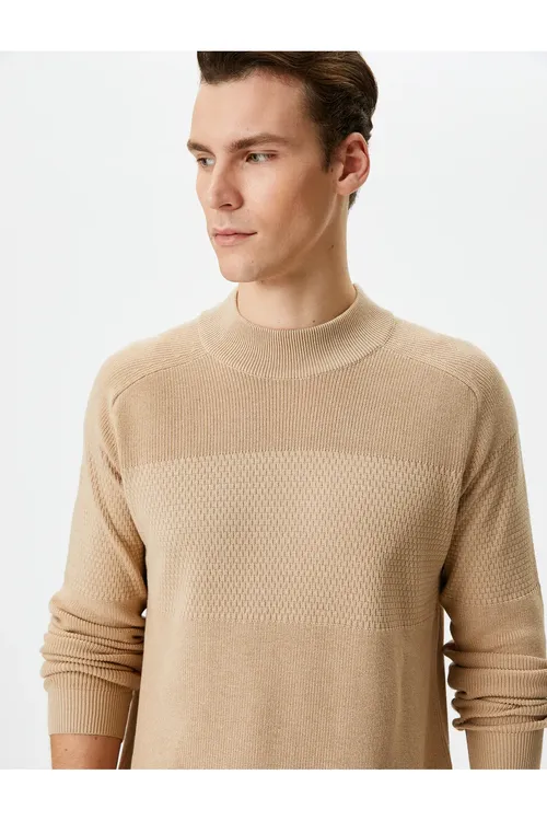 Stoýka ýakaly Slim Fit trikotaž jemperi - 28766928