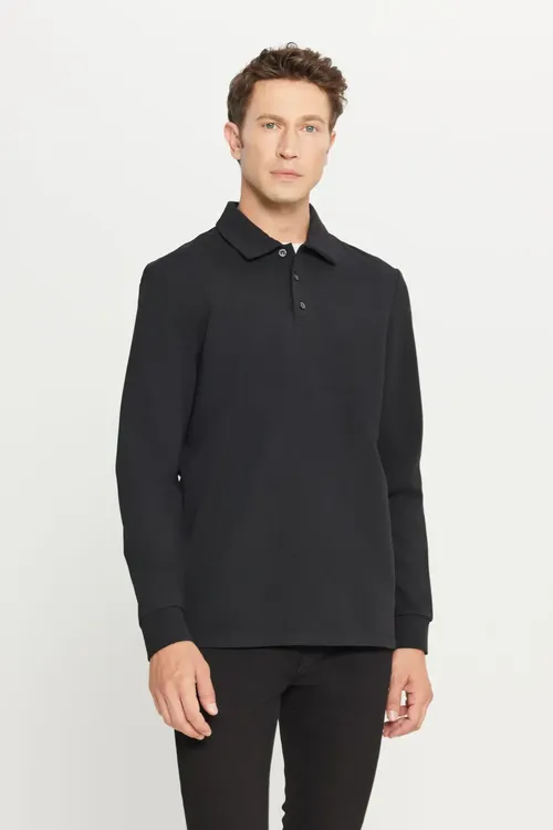Erkekler üçin Standard Fit gara pagta polo-switşot - 28866808