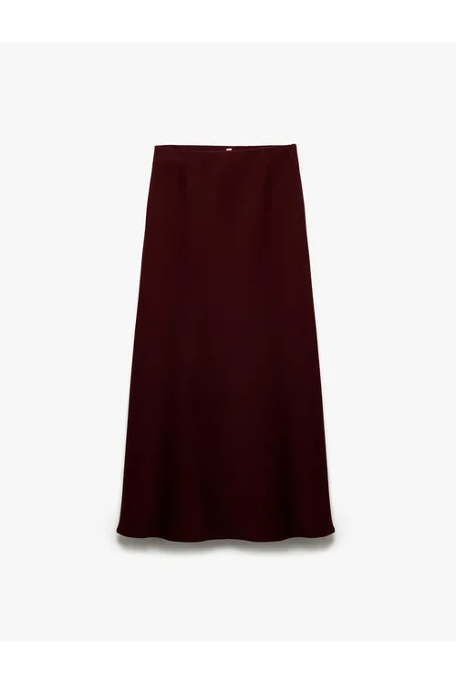 Regular Fit aşaky giňeýän (kleş) satin midi ýubkasy - 28847501