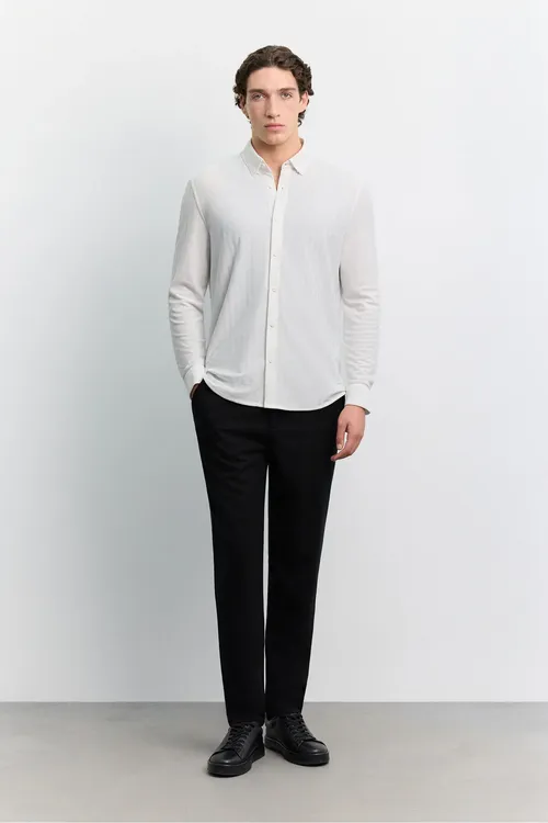 Erkek Ak Balıksırtı Nagyş Alttan Britli Comfort Fit Ýeňli Köýnek A62y2081 - 37040146 — surat 8/8