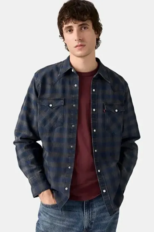 Barstow Standard Pier 23 Plaid Gök- Mawy/ Black Western Erkek Köýnek - 37118801