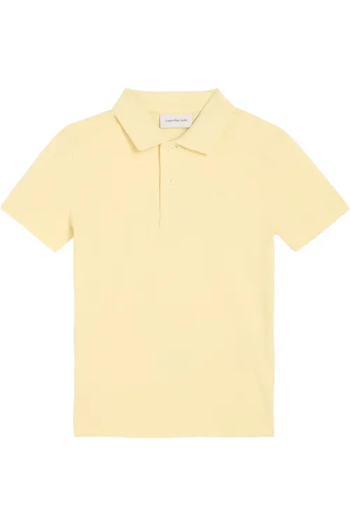 Erkek Çaga Pagta Sary Solid Polo Ýaka T- Shirt - 37069849