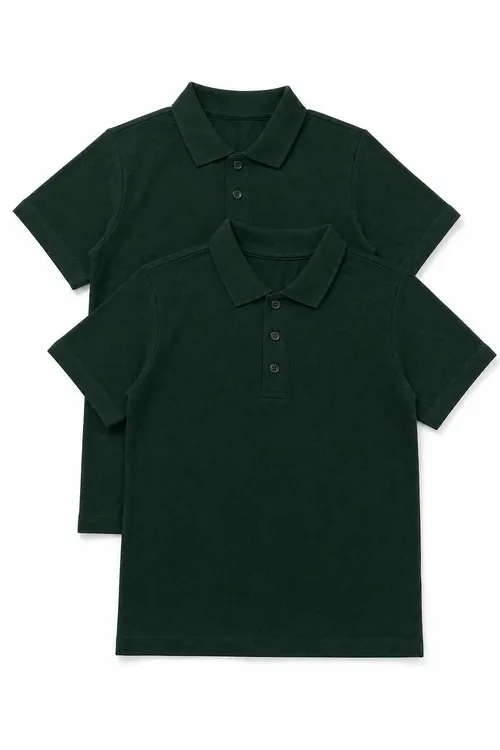 Unisex Çaga 2’li Polo Ýaka Ýeňsiz Mekdep Tişörtü - 37085693
