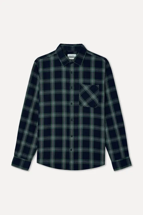 Erkek Gara-gök Çyzykly Regular Fit Ýeňli Köýnek - 37120286