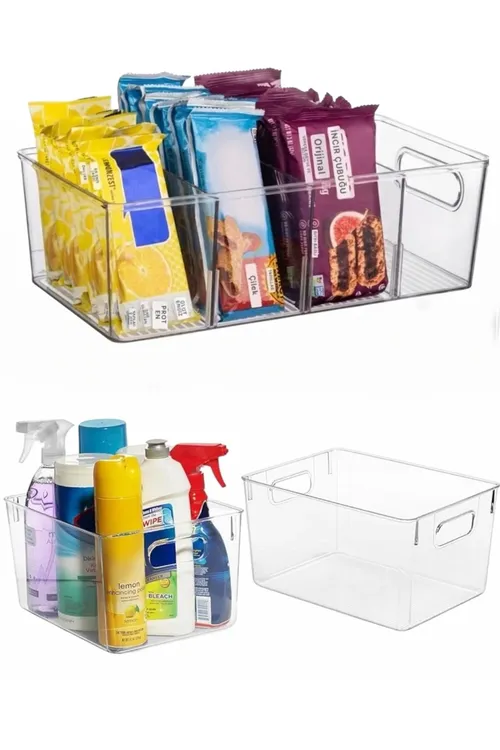 2' Li Akril Organizer Seti, Bölmeli We Bölmesiz, Ähli Buzdolaplarına Kybapdaş Mutfak, Banyo Düzenleyici - 37061331
