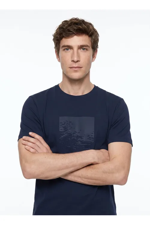 Gara-gök Erkek Tegelek Ýaka Slim Fit Nagyşly T- Shirt Ace091262928 - 37086632