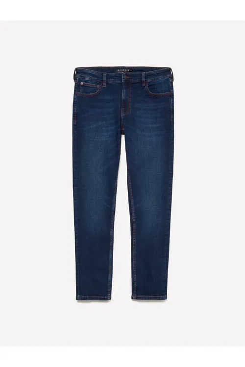 Erkek Goýy Gök Pagta Gatyşykly Pes Bil Skinny Fit Jeans Balak - 37062658 — surat 2/5