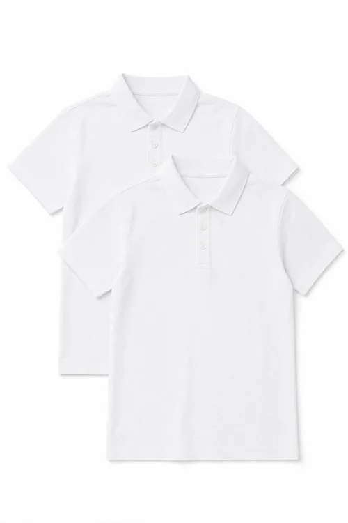 Unisex Çaga 2’li Polo Ýaka Ýeňsiz Mekdep Tişörtü - 37085714