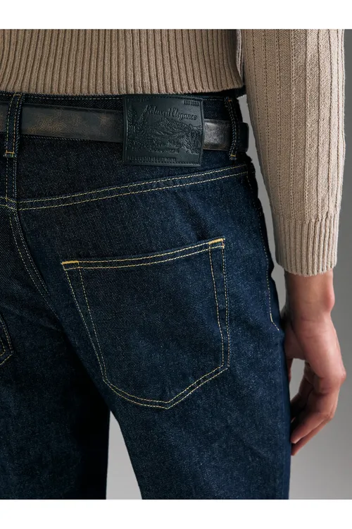 Erkek Gara- Gök% 100 Pagta Slim Fit Ýygyrtly Jeans Balak - 37111887 — surat 3/3