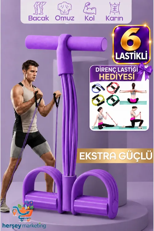 6 Tüplü Body Trimmer Mekik Çekme Aleti Evde Sport Egzersiz Lastiği Garyn Gol Aýak Işleýiş 6 Rezin Has Dayanıklı - 37059959