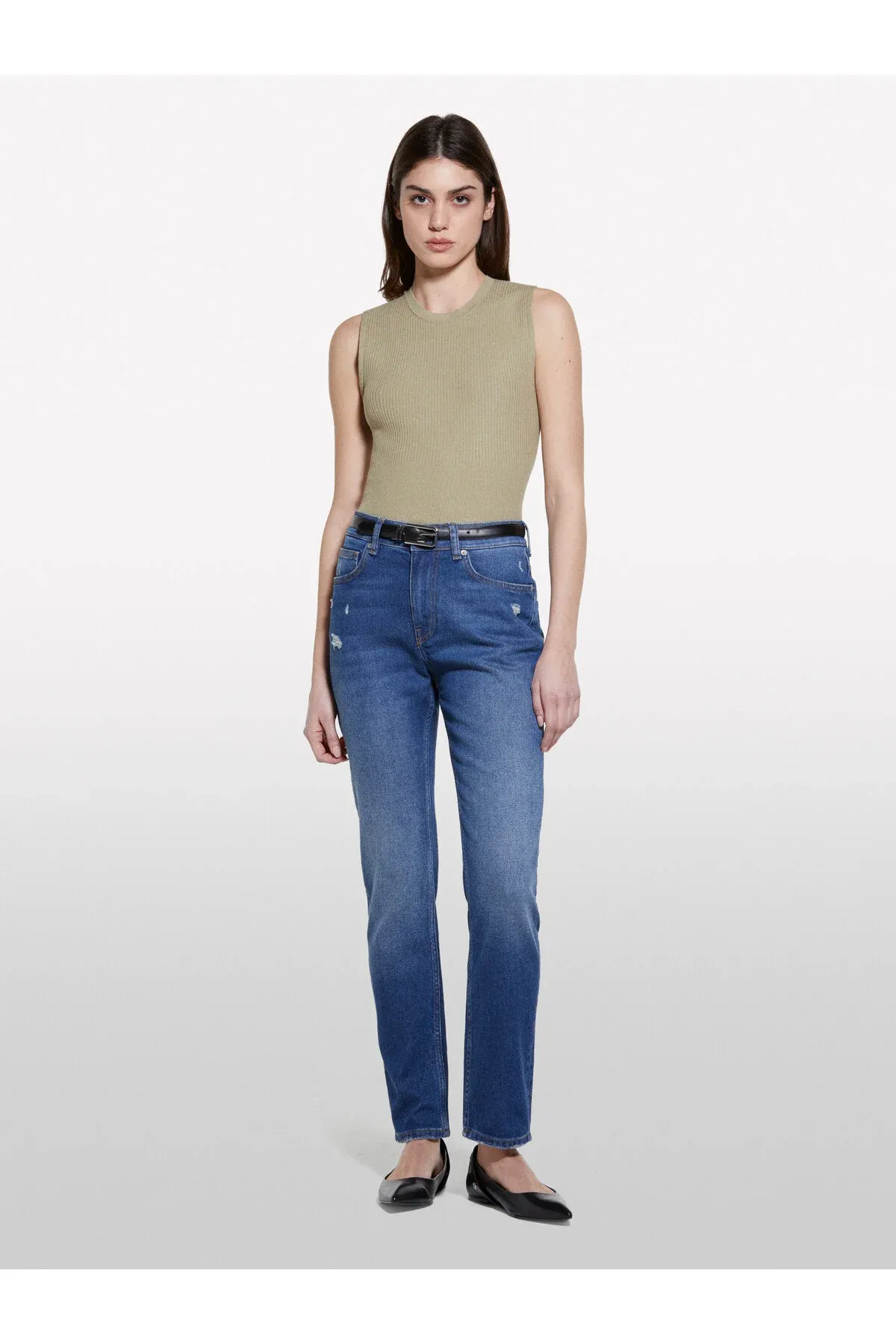 Gyz-gelin Goýy Jeans Pagta Gatyşykly Adaty Bil Jeans Balak - 37138623 — surat 1/7