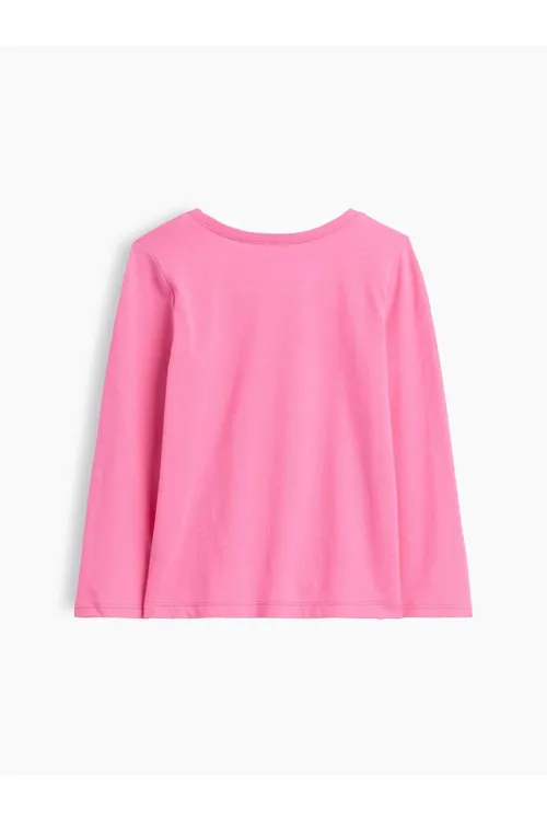 Gyz bäbekler üçin gülgüne reňkli grafik suratly T-Shirt - 37123712 — surat 2/3