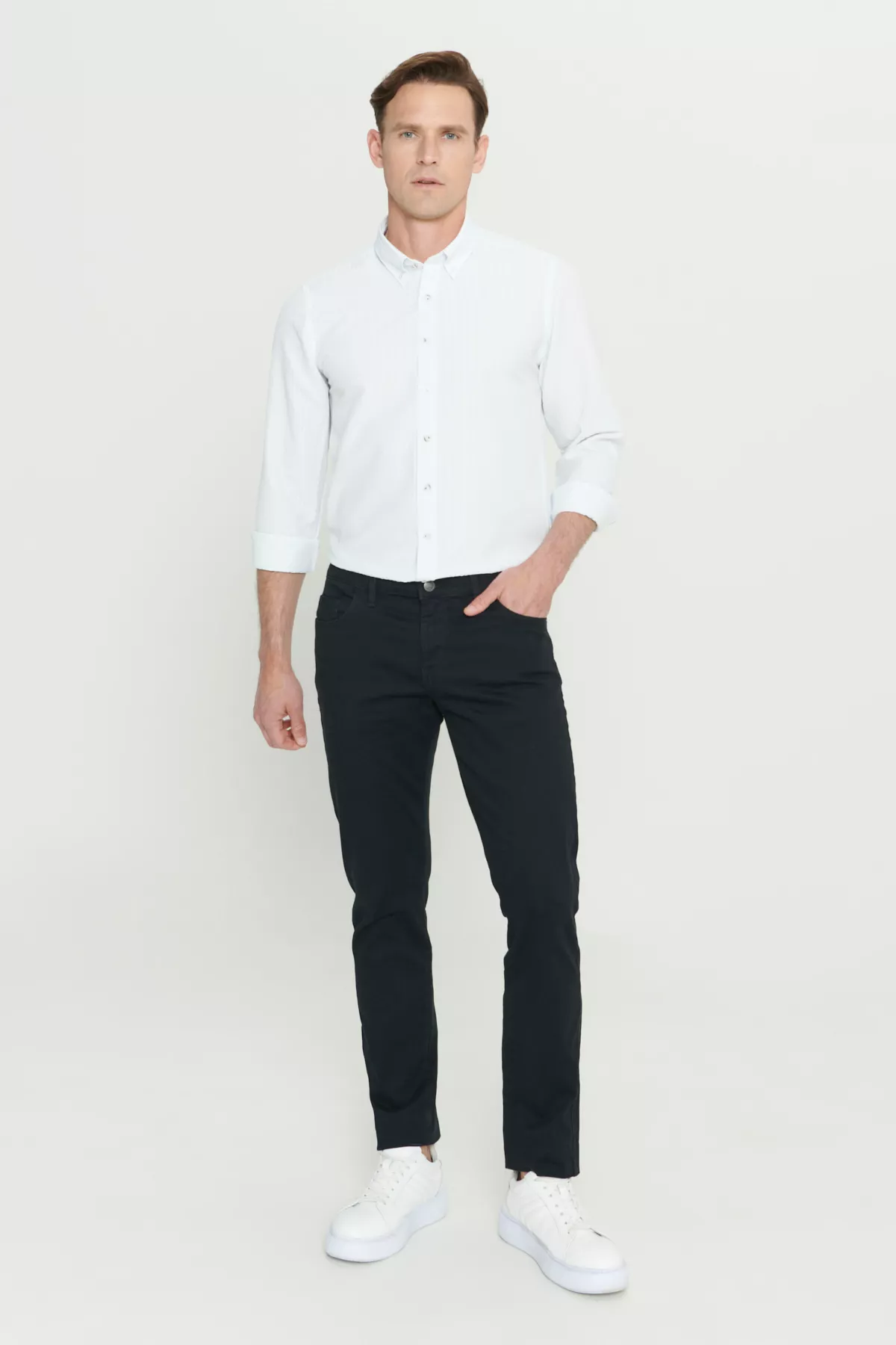 5 jübüli gara çeýe Slim Fit çinos balagy - 23995554 — surat 1/6