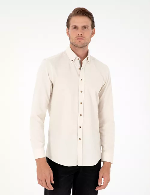 Sarymtyl-mele uzyn ýeňli köýnek Slim Fit - 25336352