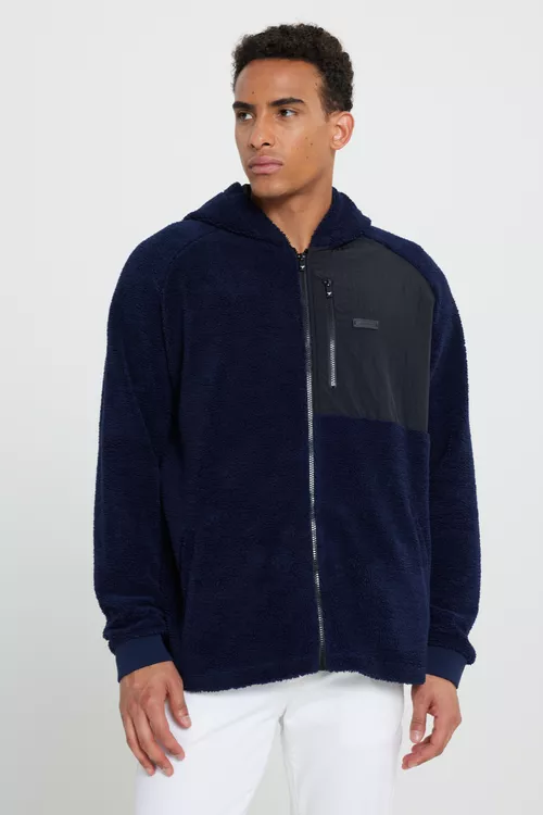 Oversize bol kesim kapýuşonly sherpa gök polar - 23995470 — surat 6/8