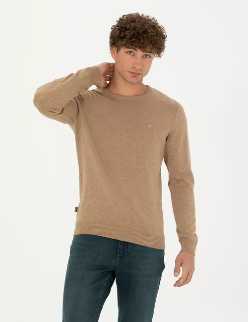Keml melanž reňkli Slim Fit ýönekeý switer - 19666968