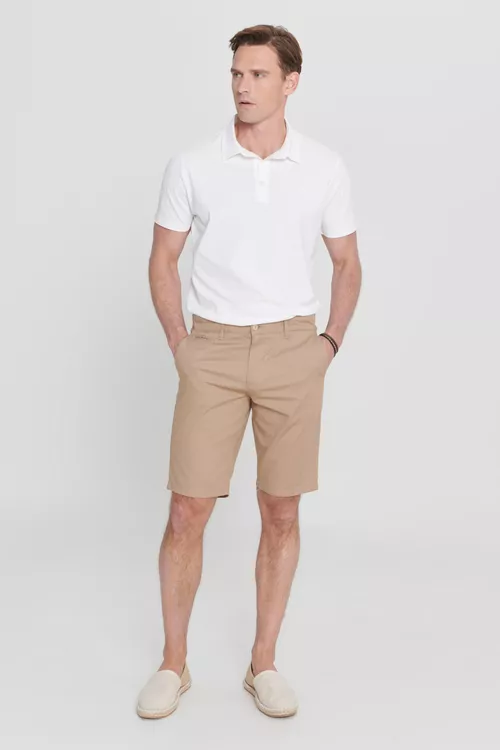 Gapdal jibili wizon reňkli Slim Fit şortik - 24137012