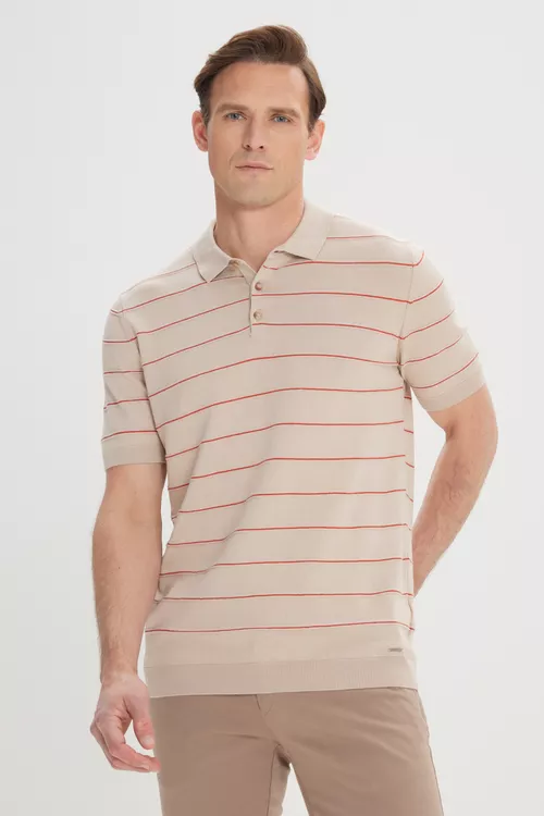 Standard Fit çyzmykly trikotaž polo futbolka - 23996482