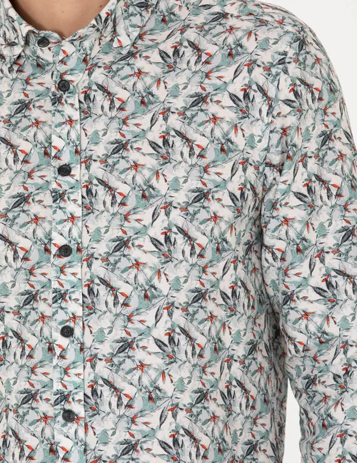 Uzyn ýeňli Slim Fit narpyz reňkli köýnek - 19203580 — surat 7/7