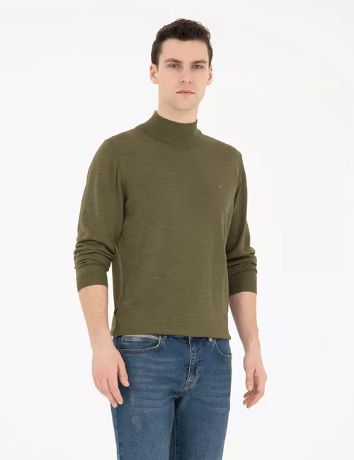 Açyk ýaşyl reňkli Slim Fit djemper - 25339001