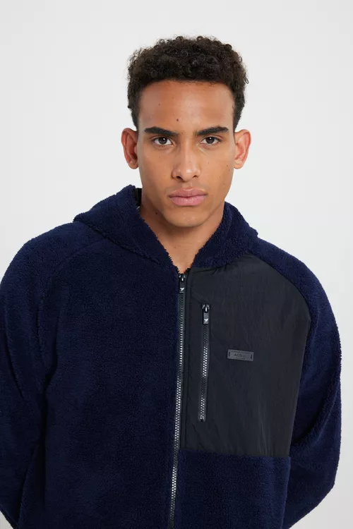 Oversize bol kesim kapýuşonly sherpa gök polar - 23995470 — surat 8/8