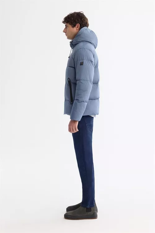 Kapýuşonly, indigo reňkli ýylydylan kurtka - 25613495 — surat 4/8