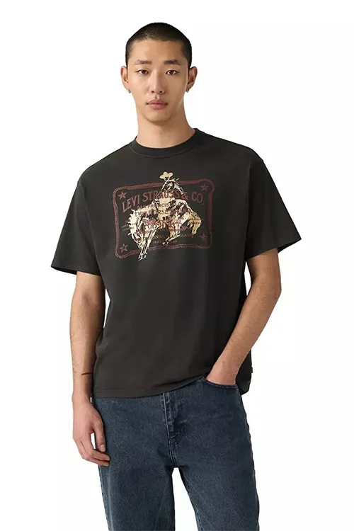Vintage Fit Graphic erkekler üçin gara futbolka-87373-0401 - 34276668