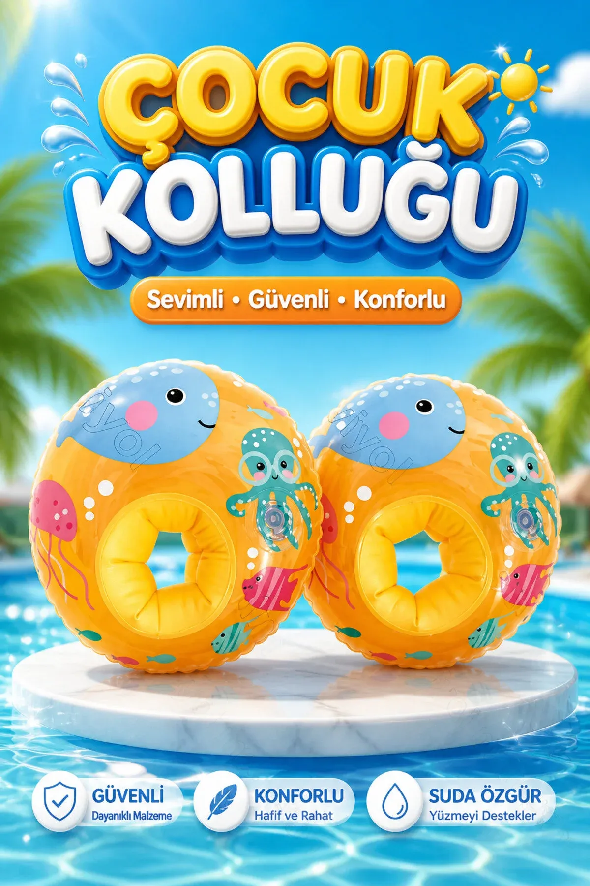 Çagalar üçin ýüzüş golçasy 3-6 ýaş – howuz we deňiz üçin çişirilýän golça, ýüzmegi öwrenmäge goldaw - 36373401 — surat 4/4