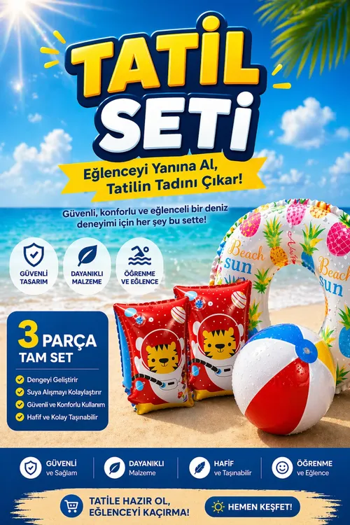 3 bölekli çagalar üçin howuz deňiz ýüzmegi öwrediş toplumy – 61 sm çişirilýän halka + golça + plýaž topy dynç alyş toplumy - 36373299