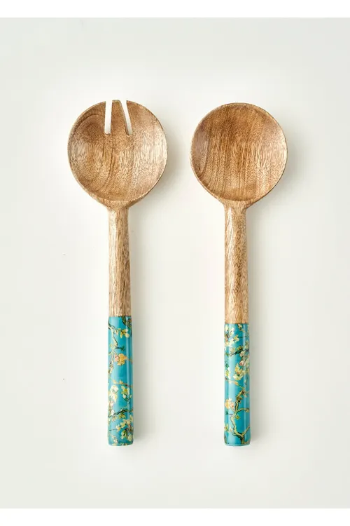 Van Gogh Almond Blossom mango agajyndan 2 bölekli salat paýlaýjy toplum pöwrize (28x8 sm) - 36622289