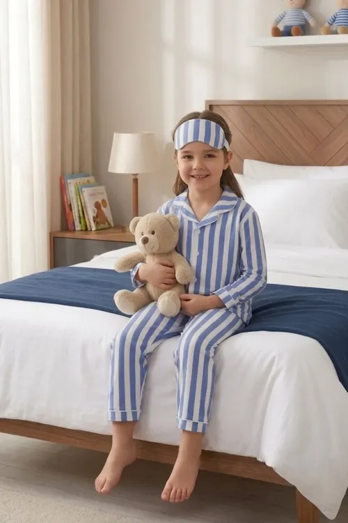 Gyz- Erkek Çaga Çyzykly Kalpli Jümjüme Nagyşly Pagta Pijama Üsti Aşagy Göz 3 Lü Komplekt Ak2610 - 37164587