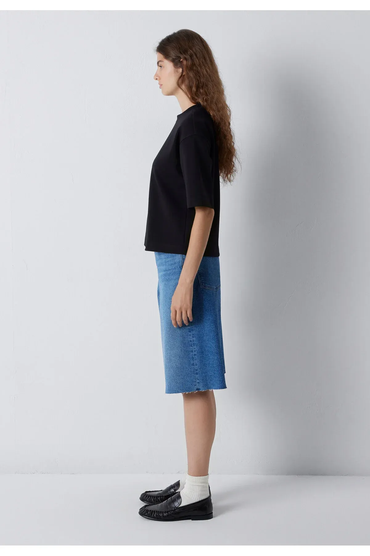 Tegelek Ýaka Basic Tişört Loose Fit/ Bol Rahat Biçim 1614332- 900 - 37201158 — surat 3/7