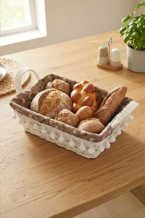 Favorite 9233 Dikdörtgen Örtülü Rattan Ekmek Sepeti Ekmeklik - 37196139