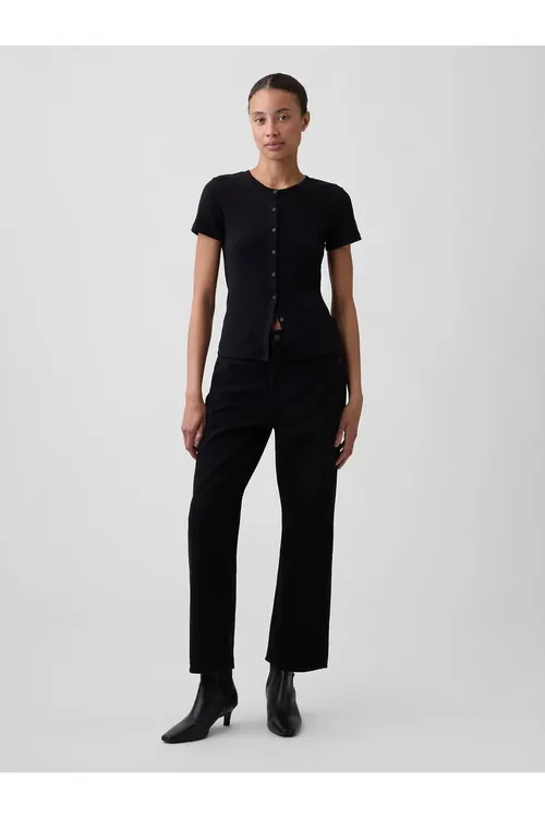 Gyz-gelin Gara Low Slung Supersoft Relaxed Straight Crop Jean Balak - 37176364