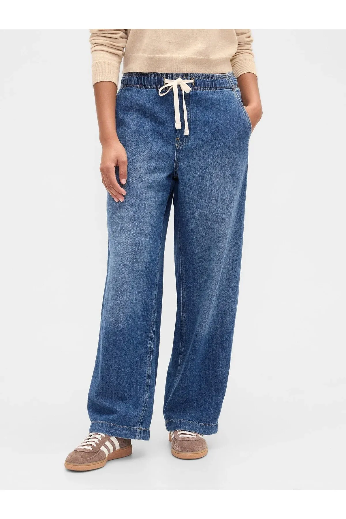 Gyz-gelin Gök High Rise Easy Wide- Leg Jean Balak - 37175203 — surat 7/7