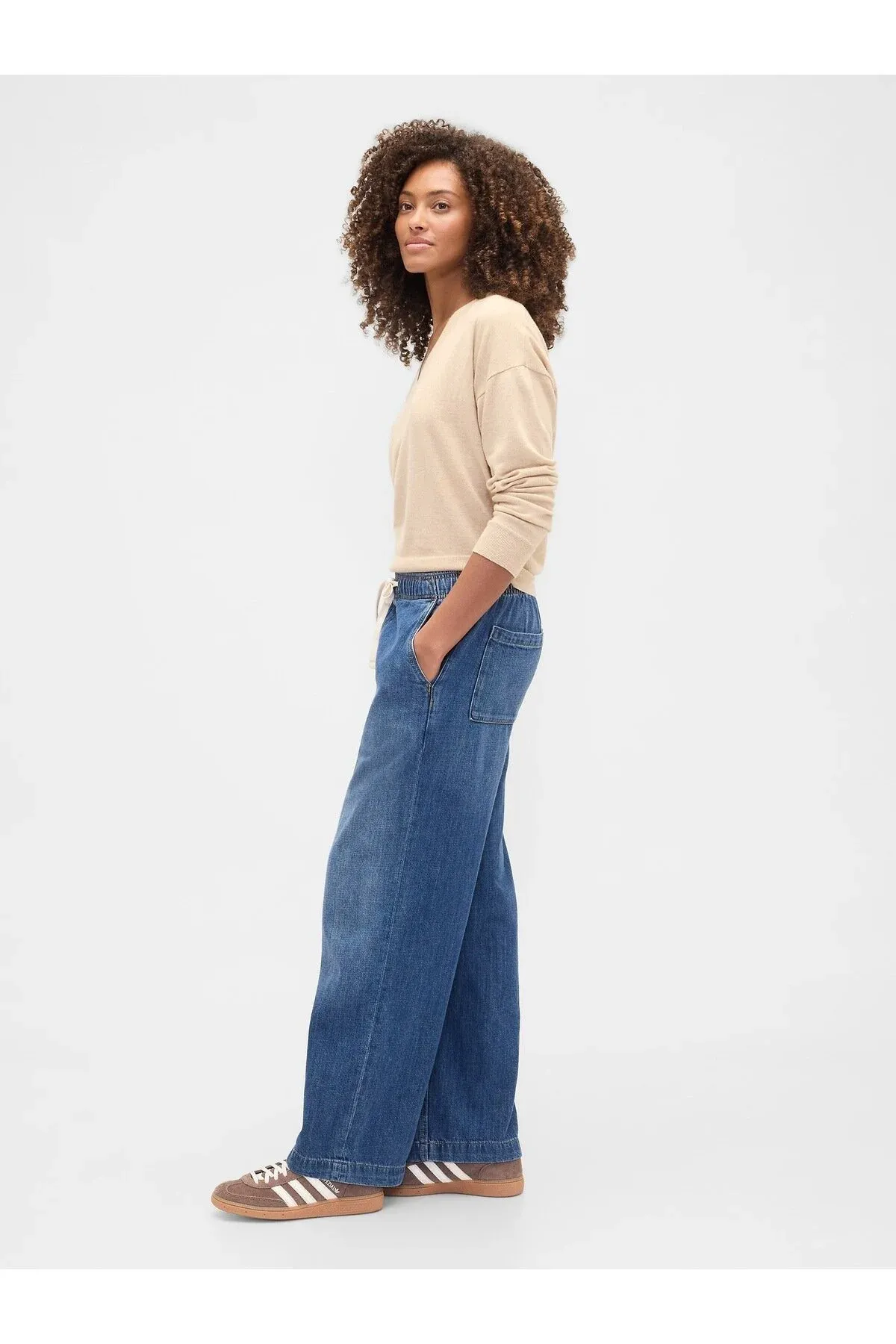 Gyz-gelin Gök High Rise Easy Wide- Leg Jean Balak - 37175203 — surat 6/7