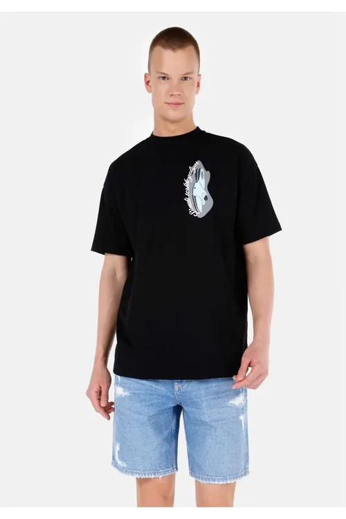 Comfort Fit Tegelek Ýaka Gyz-gelin Gara Ýeňsiz Tişört - 37193887 — surat 8/8