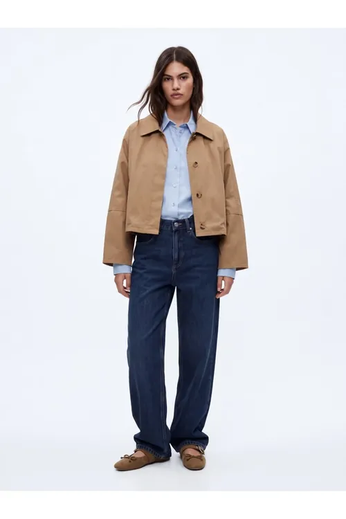 Regular Fit Basic Ýeňli Gök Köýnek - 37173528